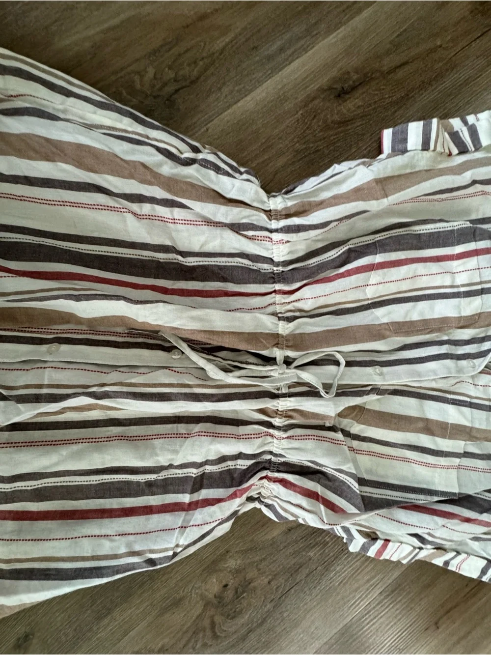 Japna Large Striped Cotton Women's Dress - White & Neutral Stripes